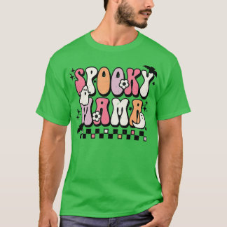 Camiseta Retro Groovy Spooky Mama Queda Halloween Thanksgiv