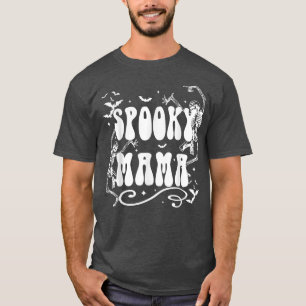 Camiseta Retro Groovy Spooky Mama Spooky Season Engraçado H