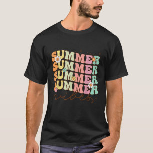 Camiseta Retro Groovy Summer Vibes Para Mulheres Homens Jov