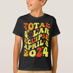 Camiseta Retro Groovy Total Eclipse Solar abril de 2024