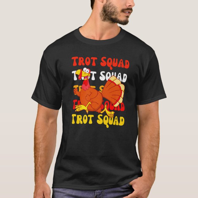 Camiseta Retro Groovy Turkey Trot Squad Thanksgiving Turkey (Frente)