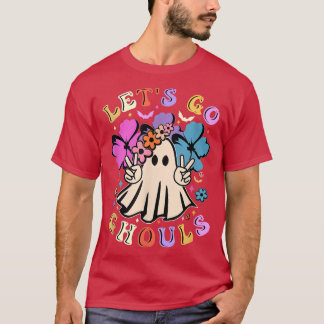 Camiseta Retro Groovy Vamos Go Ghouls Halloween Flora Fanta
