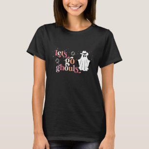 Camiseta Retro Groovy Vamos Lá Espíritos Halloween Correspo