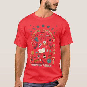 Camiseta Retro Groovy Witchy Vibes Spooky Season Hall Engra