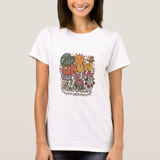 Camiseta Retro Grow With The Flow | Boho Botânico