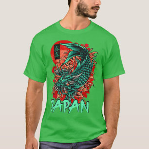Camiseta Retro Grunge Japão Monster Kanji Fish Vintage Koi