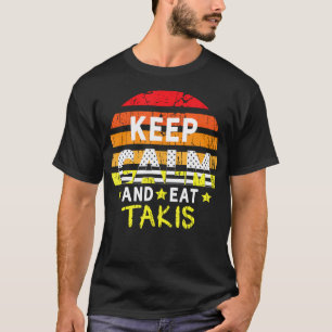Camiseta Retro Grunge Manter Calmo E Comer O Desenho De Tak