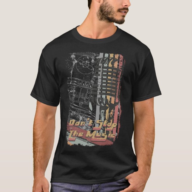 Camiseta Retro Grunge Mic - Don't Stop The Music T-Shirt (Frente)