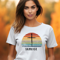Retro Grunge Sunset Cross Faiful Christian