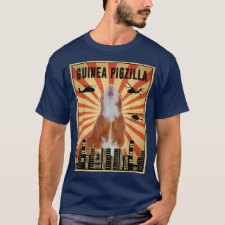 Camiseta Retro Guinea Pigzilla Citys Cover Design Arts Cart