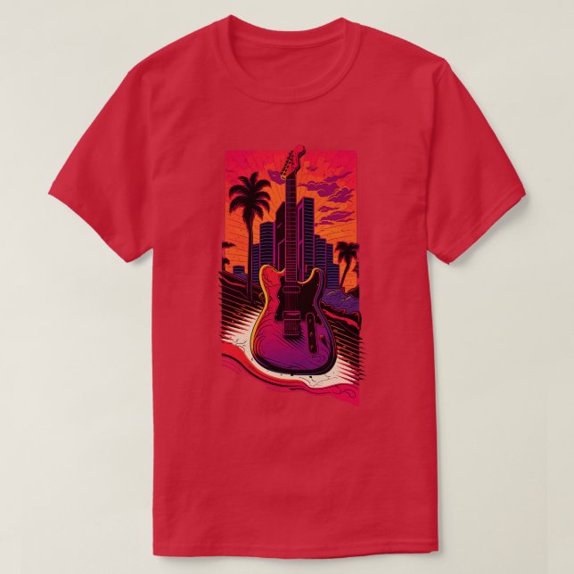 Camiseta Retro Guitar Gift Guitarist Rock Concert Festival (Frente do Design)