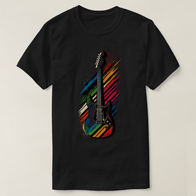 Camiseta Retro Guitar Gift Guitarist Rock Concert Festival (Frente do Design)