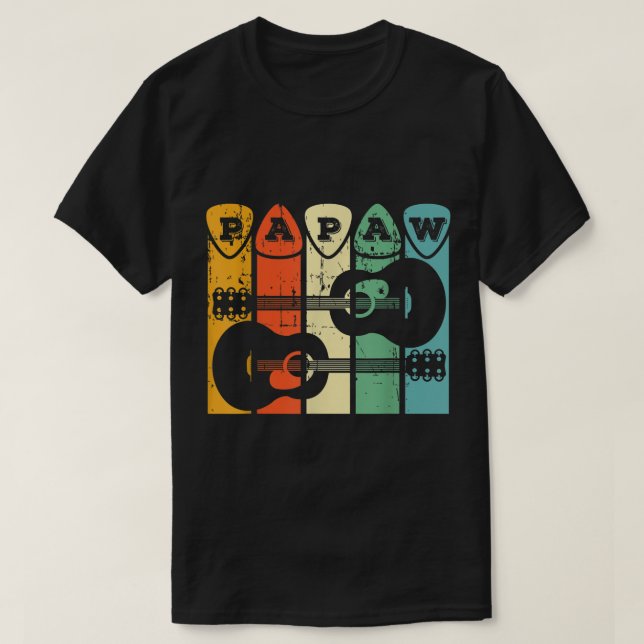 Camiseta Retro Guitar Papaw Music Design (Frente do Design)