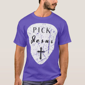 Camiseta Retro Guitar Pick Pun Pick Jesus Cross Worship Lea