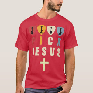 Camiseta Retro Guitarra Escolhe Jesus Música Cristã Guitarr