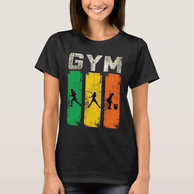 Camiseta Retro Gym Fitness Silhouette Man T-Shirt  (Frente)