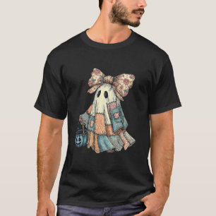 Camiseta Retro Halloween Azul Gola de Fantasma de Denim Rem