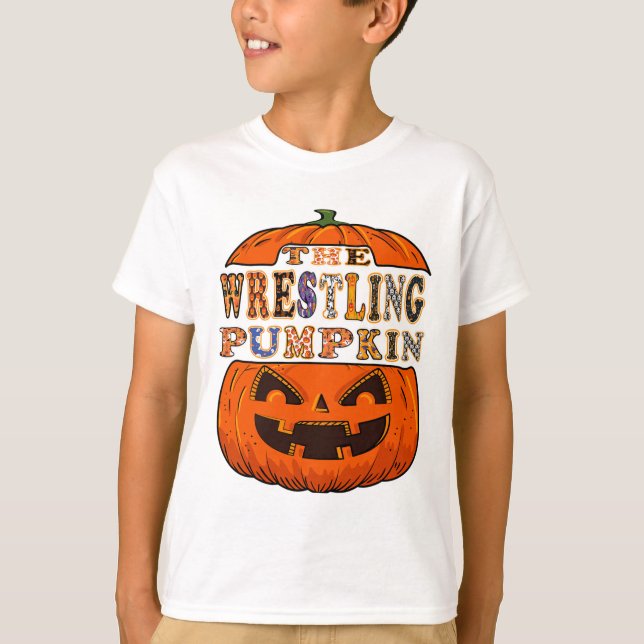 Camiseta Retro Halloween Blue Denim Patchwork Spookie Ghost (Frente)