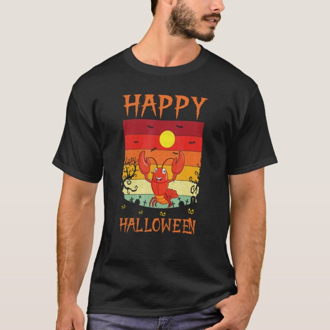 Camiseta Retro Halloween Costumes Matching Lobster Hallowee (Frente)
