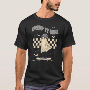 Camiseta Retro Halloween Crepe It Real Vintage Ghost Hallow