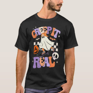 Camiseta Retro Halloween Crepe It Real Vintage Ghost Hallow
