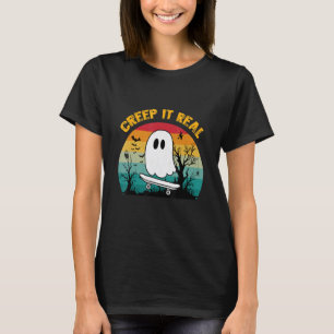 Camiseta Retro Halloween Crepe It Real Vintage Ghost Hallow
