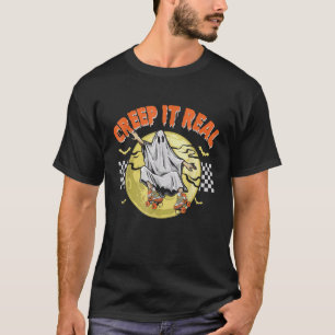 Camiseta Retro Halloween Crepe-lhe Real Vintage Ghost Hallo