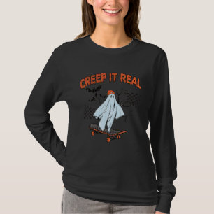 Camiseta Retro Halloween Crepe-lhe Real Vintage Ghost Hallo