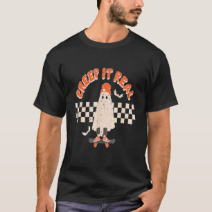 Camiseta Retro Halloween Crepe-lhe Real Vintage Ghost Hallo