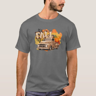 Camiseta Retro Halloween É outono Vocês Pumpkin Truck Leop