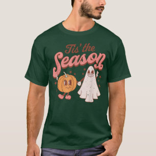 Camiseta Retro Halloween Esta É A Época Pumpkin E Ghost F