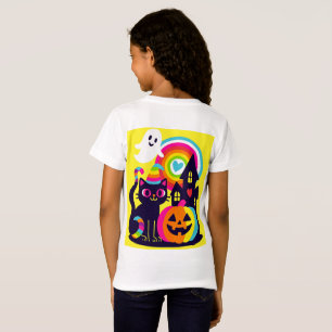 Camiseta Retro Halloween Kawaii Black Cat, design de Abóbor