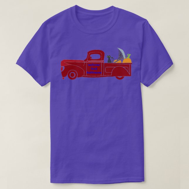 Camiseta Retro Halloween Truck é bem-vindo no halloween (Frente do Design)