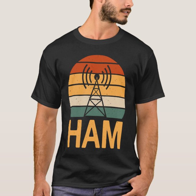 Camiseta Retro Ham Radio Operator Costume Radio Tower (Frente)