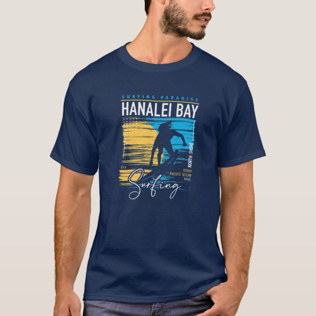 Camiseta Retro Hanalei Bay Kauai North Shore Surf H (Frente)