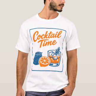 Camiseta Retro Hand Drawn Cocktail Time Lemons Bar Art