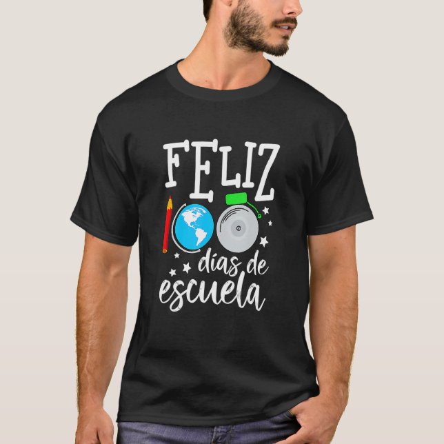 Camiseta Retro Happy 100 Days Of School Feliz 100 Dias De E (Frente)