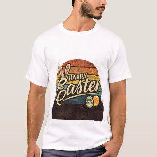 Camiseta Retro Happy Easter Vintage Sunset Bunny Graphic T-