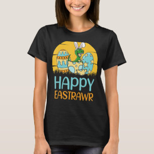 Camiseta Retro Happy Eastrawer T Rex Easter Bunny Dinossaur