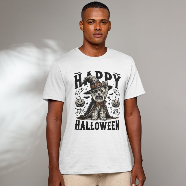 Camiseta Retro Happy Halloween Yorkie Graphic (Vintage Yorkie Shirt for men and women, Retro Yorkshire terrier design, Happy Halloween Grunge Tee)