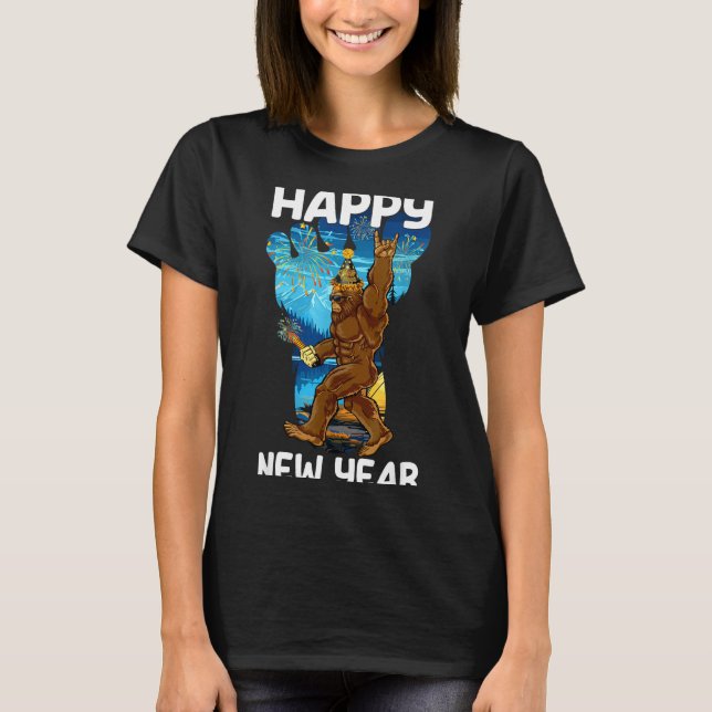 Camiseta Retro Happy New Year 2026 Bigfoot Lovers New Years (Frente)