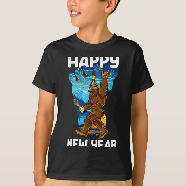 Camiseta Retro Happy New Year 2026 Bigfoot Lovers New Years (Frente)