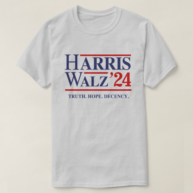 Camiseta Retro Harris Walz '24 - Verdade Decência Esperança (Frente do Design)