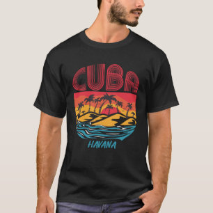 Camiseta Retro Havana Cuba Palmeiras Oceano Navegando em Hi