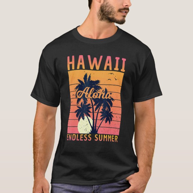 Camiseta Retro Hawaii Aloha Endless Summer Surfing Summer F (Frente)