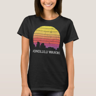 Camiseta Retro Hawaii Honolulu Waikiki Skyline Vintage Urba