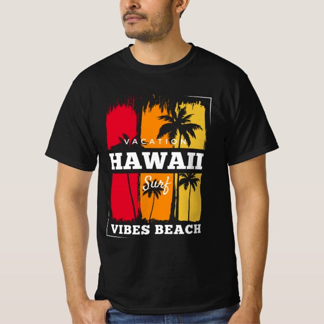 Camiseta Retro Hawaii Vibes Beach Surf (Frente)