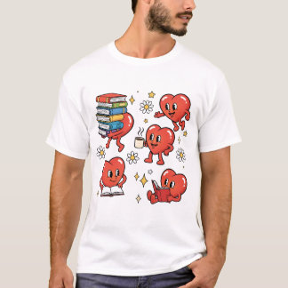 Camiseta Retro Heart Book Lovers