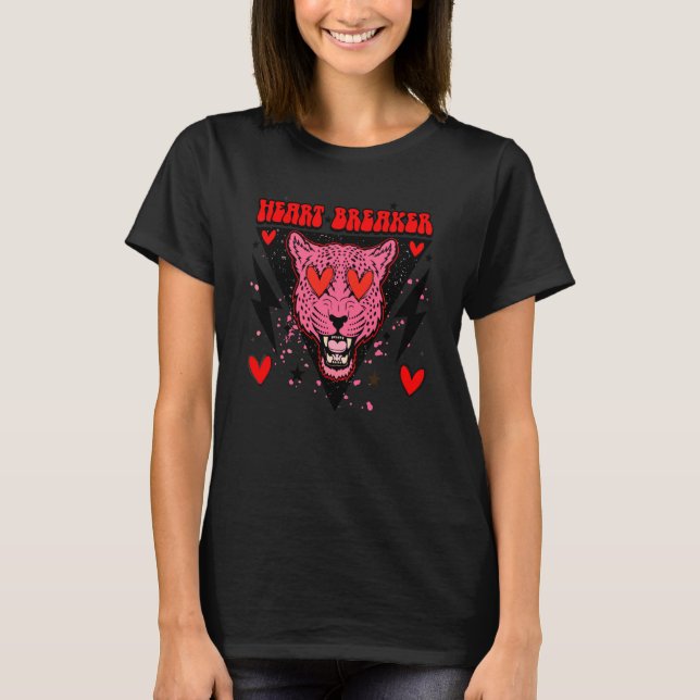 Camiseta Retro Heart Breaker Valentine's Day Tiger Love (Frente)