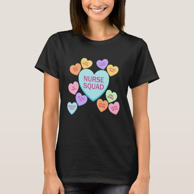 Camiseta Retro Heart Funny Nurse Squad Happy Valentines Day (Frente)